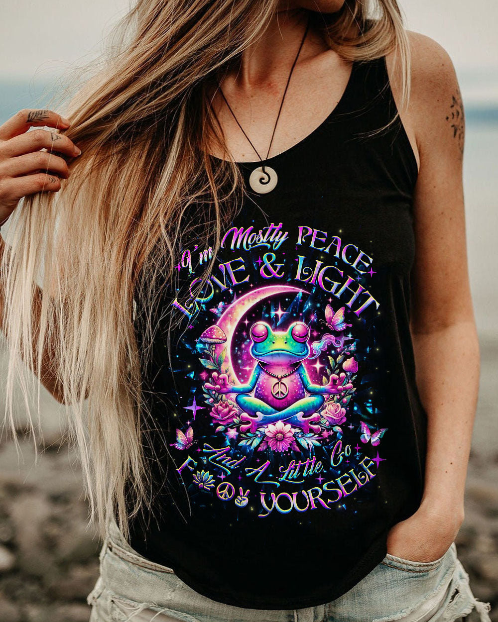 I'M MOSTLY PEACE LOVE AND LIGHT FROG ALL OVER PRINT - YHHG2204241