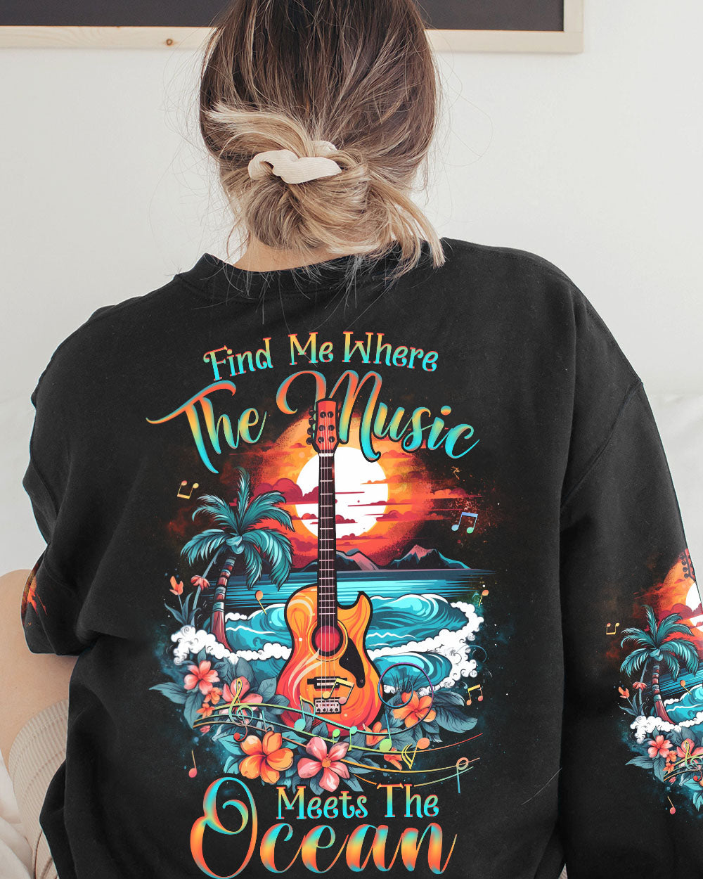 FIND ME WHERE THE MUSIC MEETS THE OCEAN GUITAR ALL OVER PRINT - YHHG2505232