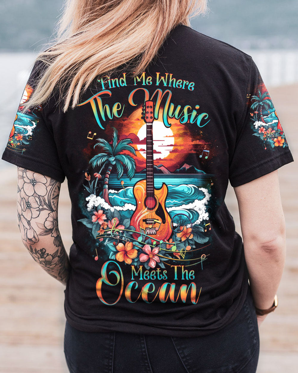 FIND ME WHERE THE MUSIC MEETS THE OCEAN GUITAR ALL OVER PRINT - YHHG2505232