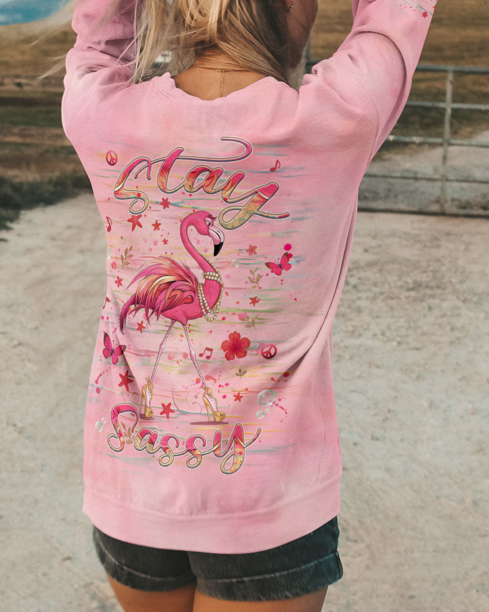 STAY SASSY FLAMINGO ALL OVER PRINT - YHHG2506252