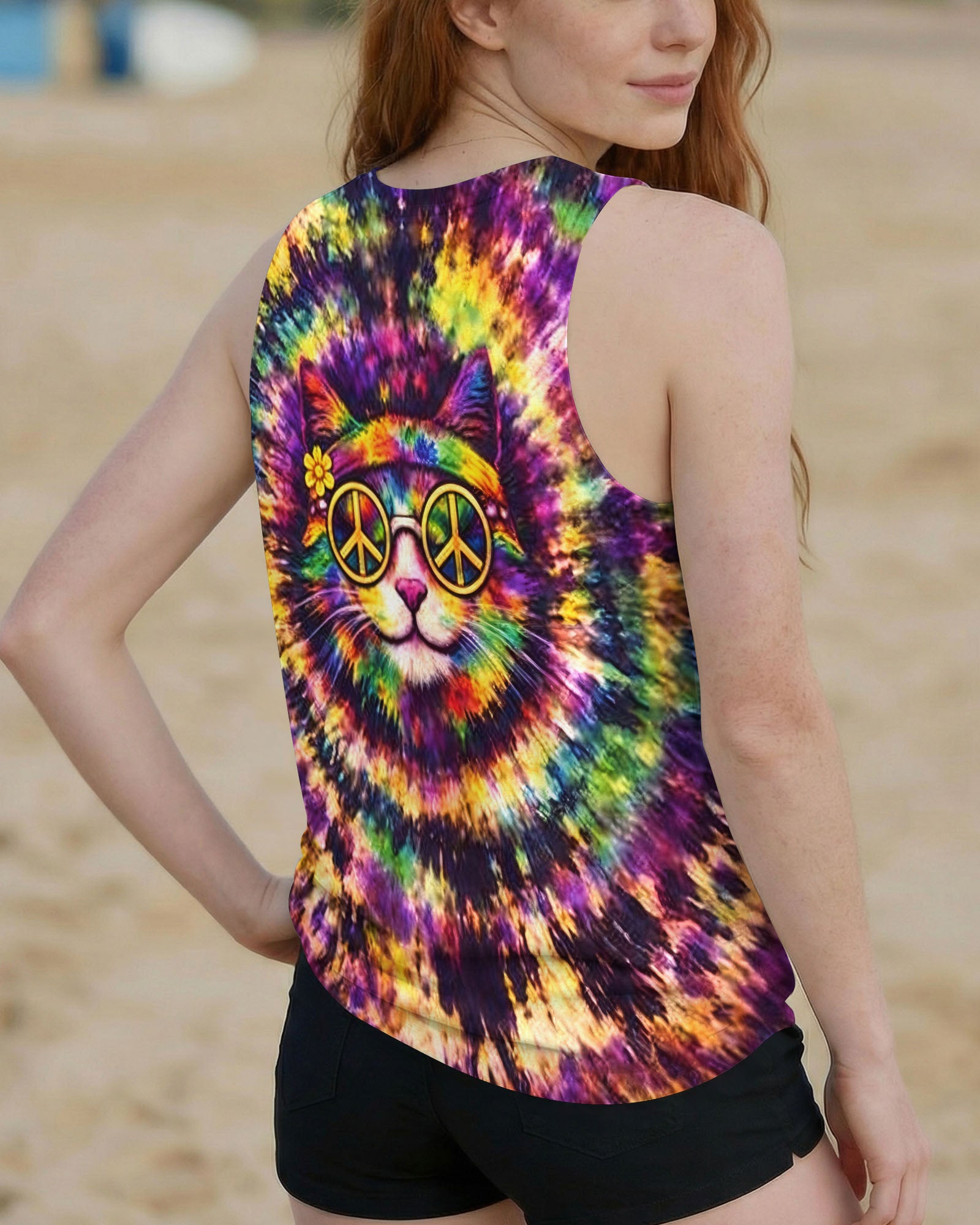 FUNNY HIPPIE CAT RADIANT SWIRL ALL OVER PRINT - YHHG2602262