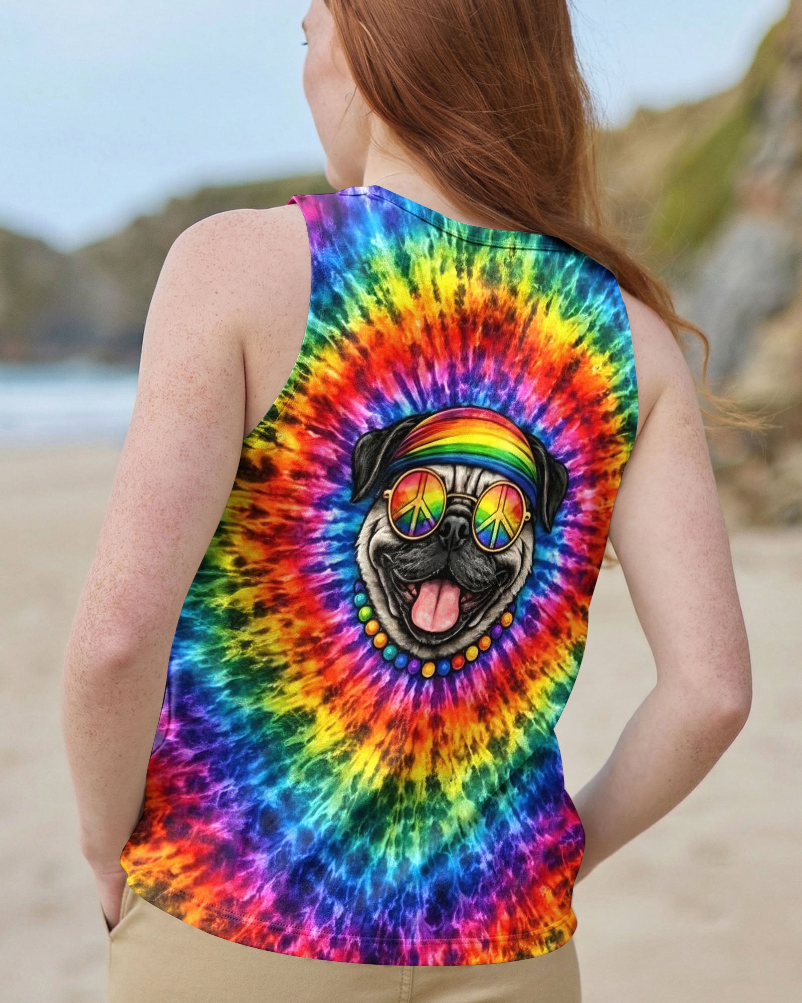 FUNNY HIPPIE PUG DOG ALL OVER PRINT - YHHG2702262