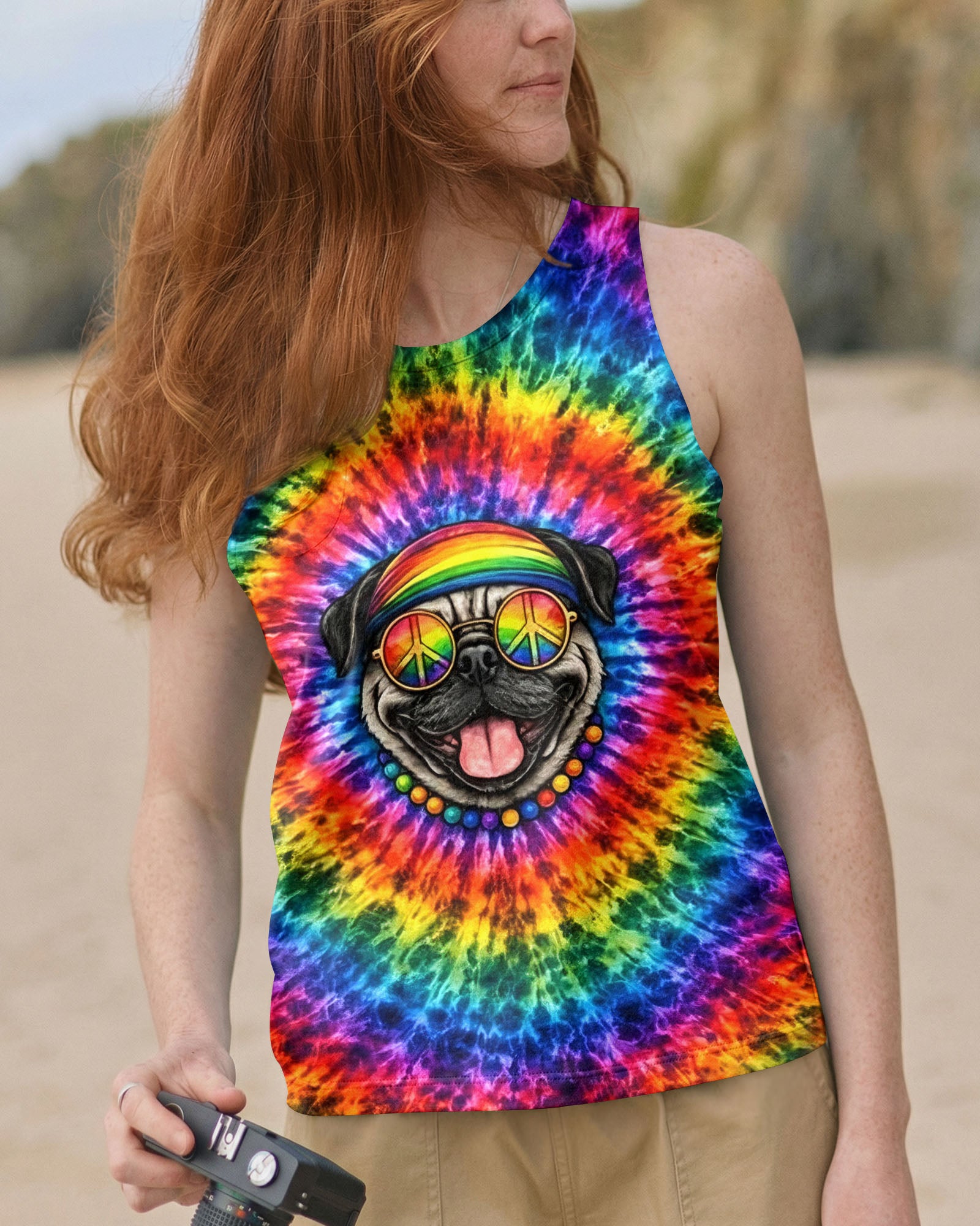 FUNNY HIPPIE PUG DOG ALL OVER PRINT - YHHG2702262