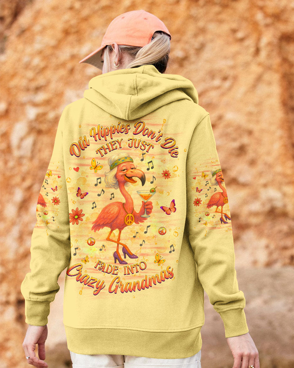 OLD HIPPIES DON'T DIE HIPPIE GRANDMAS FLAMINGO ALL OVER PRINT - YHHG2804252