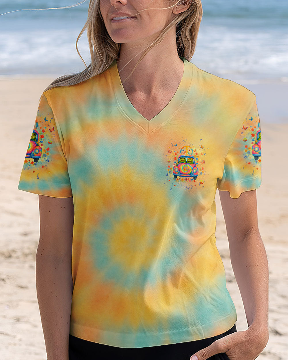 LET GOOD VIBES ROLL TIE DYE  FROG ALL OVER PRINT - YHHG2904253