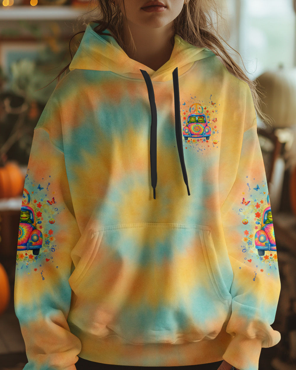 LET GOOD VIBES ROLL TIE DYE  FROG ALL OVER PRINT - YHHG2904253
