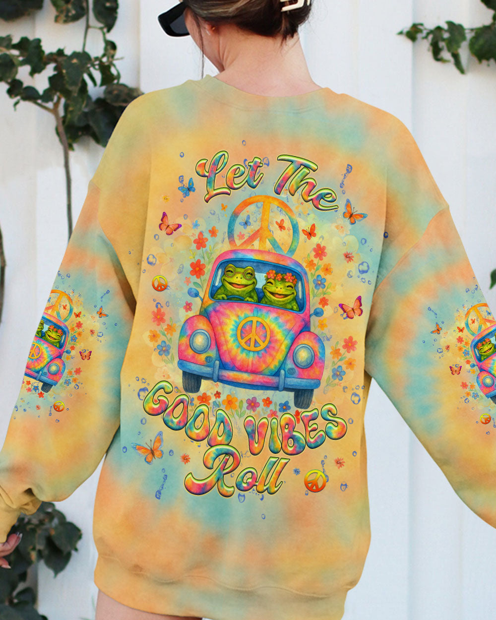 LET GOOD VIBES ROLL TIE DYE  FROG ALL OVER PRINT - YHHG2904253