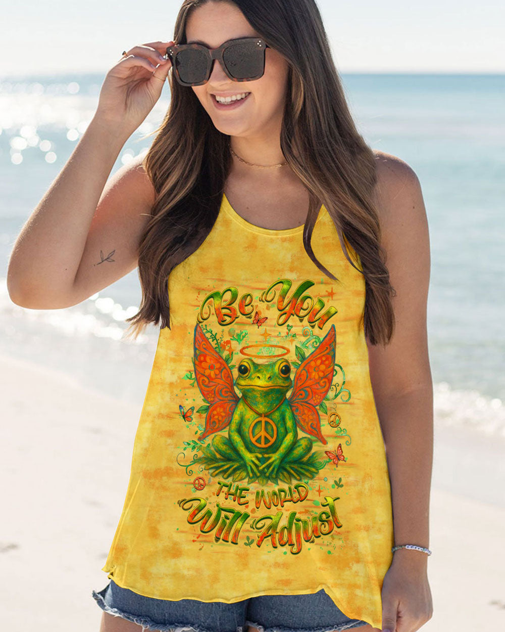 BE YOU THE WORLD WILL ADJUST FROG ALL OVER PRINT - YHHG2905254