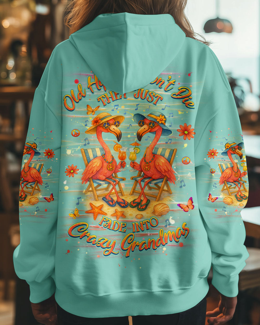 OLD HIPPIES DON'T DIE HIPPIE GRANDMAS FLAMINGO ALL OVER PRINT - YHHG3005251