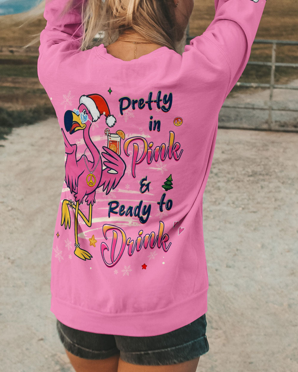 PRETTY IN PINK FLAMINGO CHRISTMAS ALL OVER PRINT - YHHG3010252