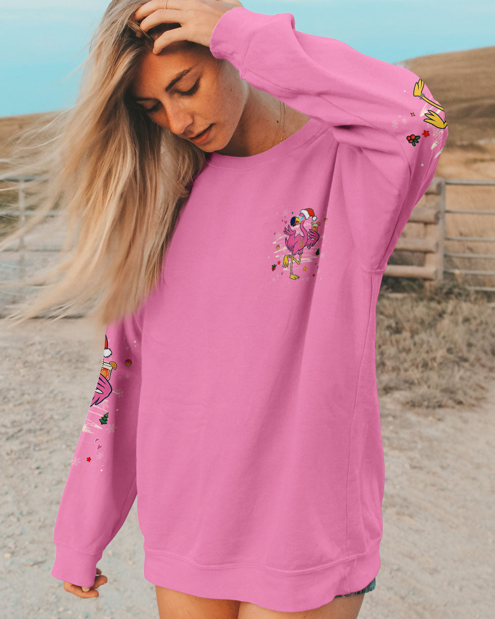 PRETTY IN PINK FLAMINGO CHRISTMAS ALL OVER PRINT - YHHG3010252