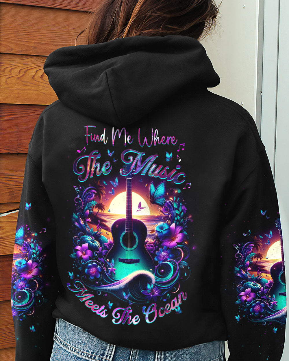 FIND ME WHERE THE MUSIC MEETS THE OCEAN GUITAR ALL OVER PRINT - YHHN1207231