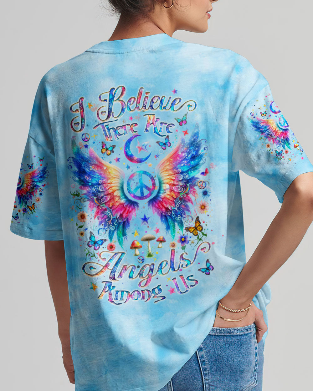 I BELIEVE THERE ARE ANGELS AMONG US WINGS ALL OVER PRINT - YHHN1504242
