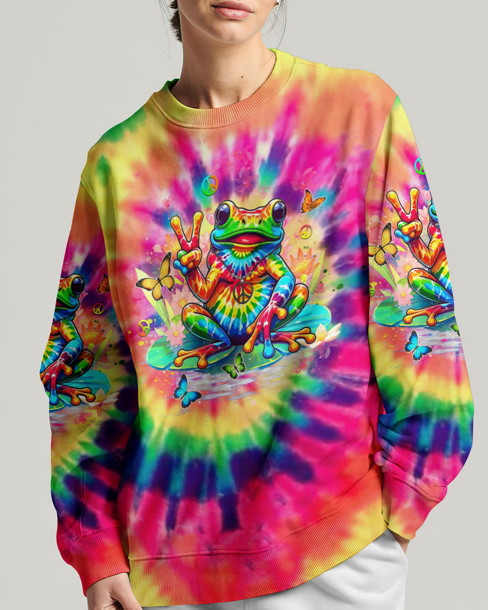 PEACE OUT FROG TIE DYE ALL OVER PRINT - YHHN1507243