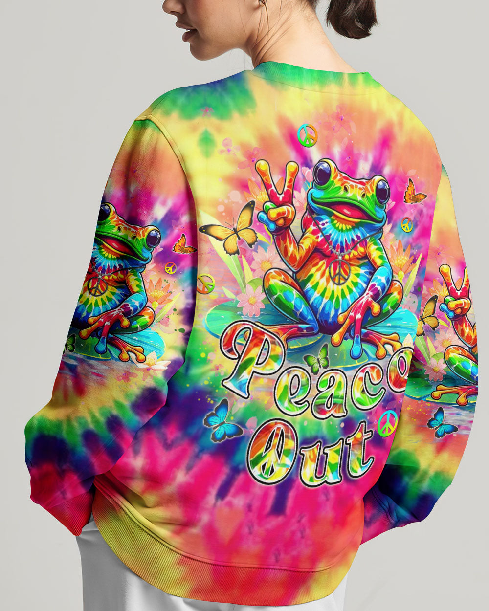 PEACE OUT FROG TIE DYE ALL OVER PRINT - YHHN1507243