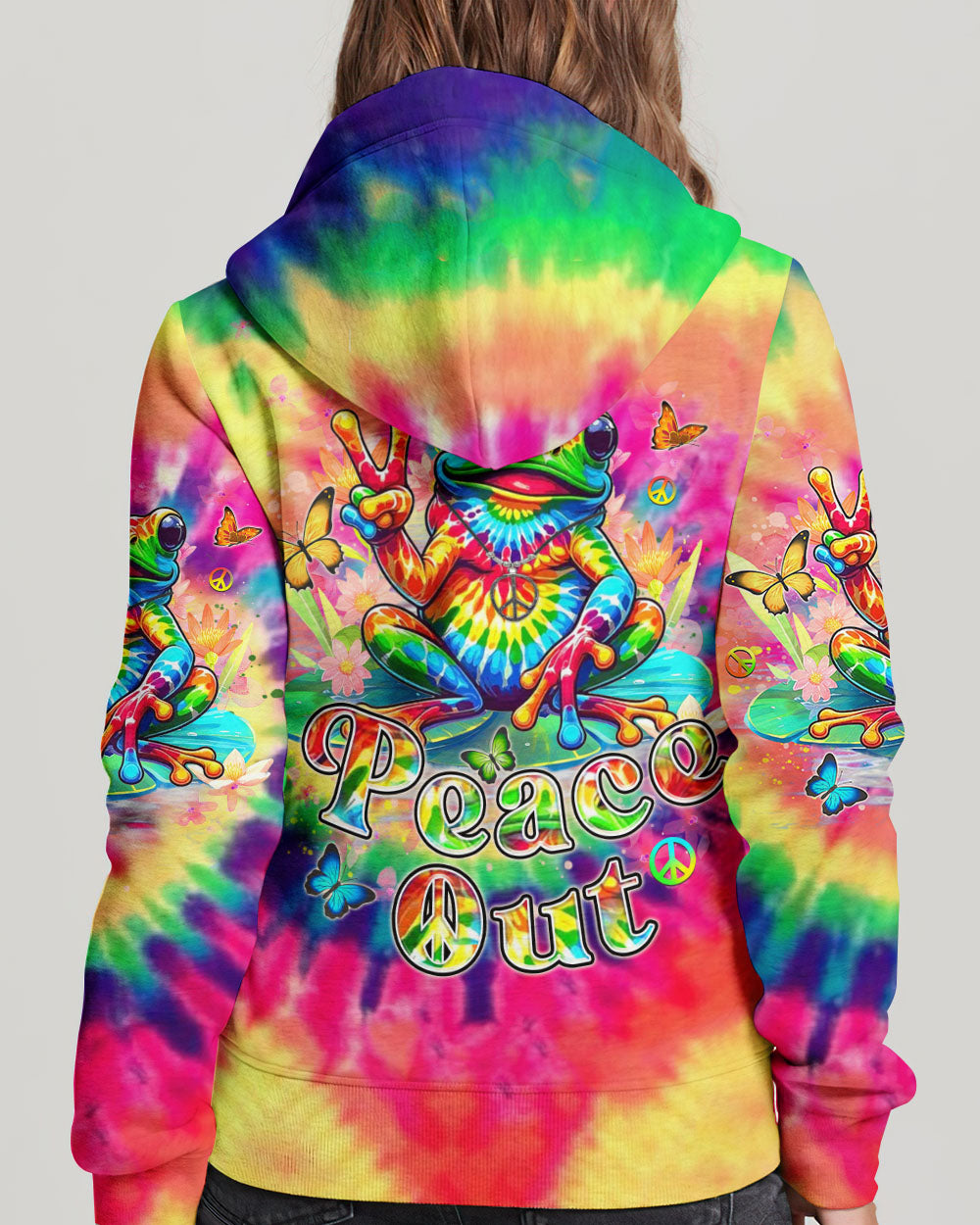 PEACE OUT FROG TIE DYE ALL OVER PRINT - YHHN1507243