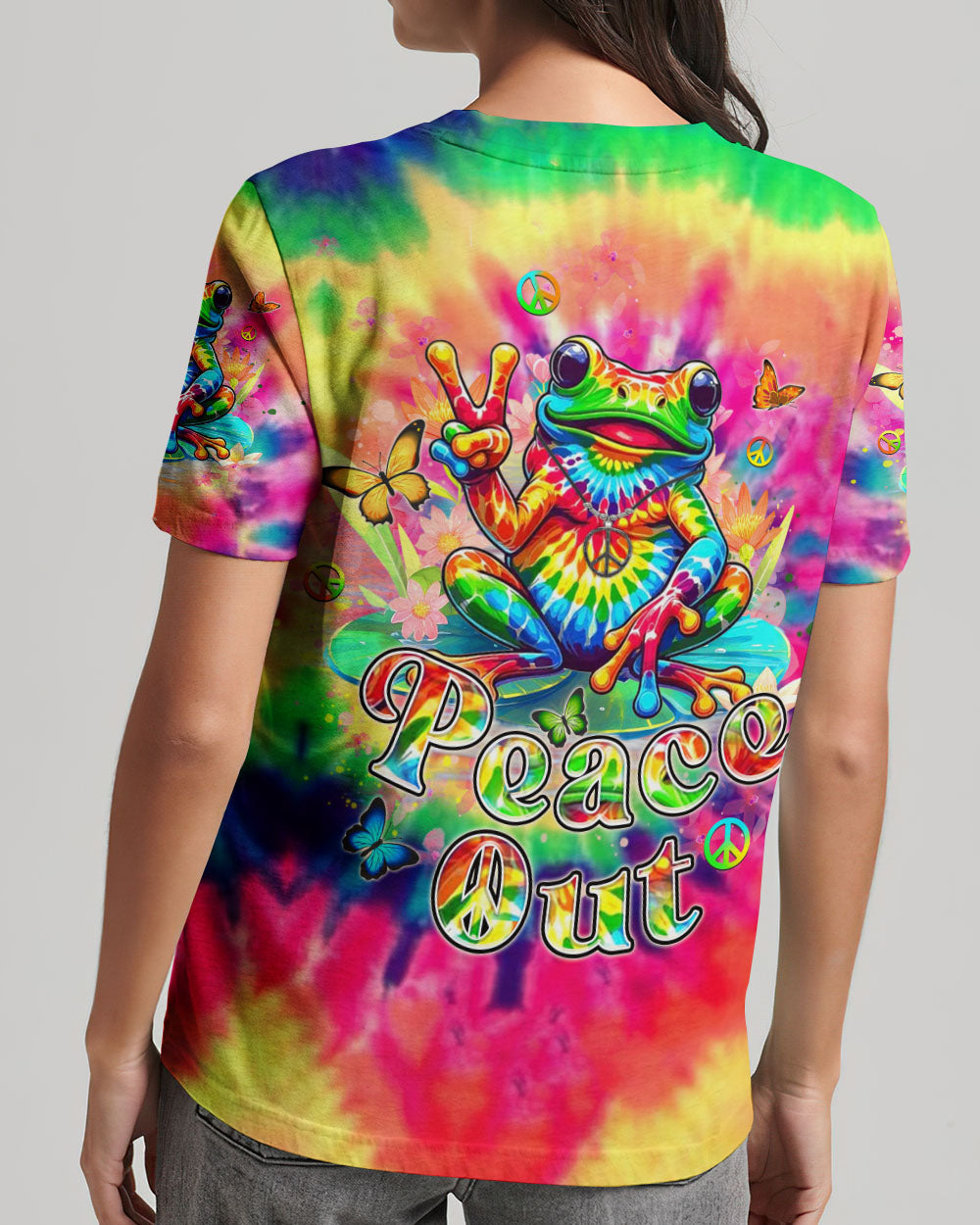 PEACE OUT FROG TIE DYE ALL OVER PRINT - YHHN1507243