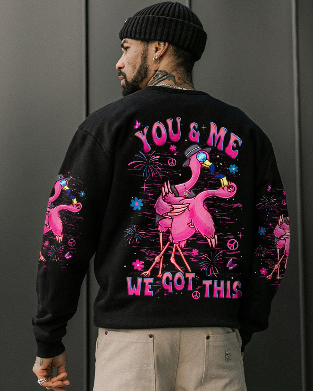 YOU & ME WE GOT THIS FLAMINGO COUPLE ALL OVER PRINT - YHHN2008252