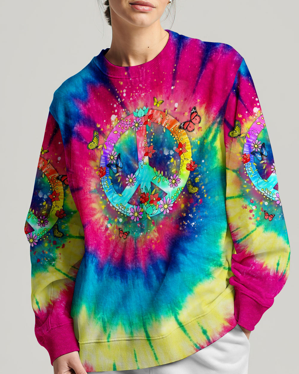 LOVE PEACE TIE DYE ALL OVER PRINT - YHHN2506241