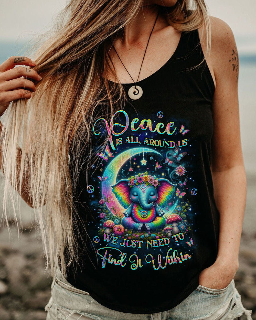 PEACE IS ALL AROUND US ELEPHANT ALL OVER PRINT - YHKD2803242