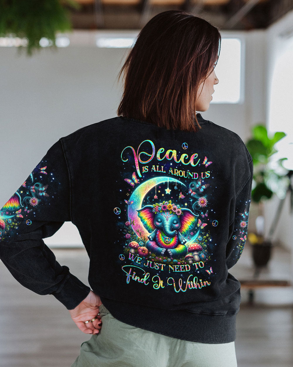 PEACE IS ALL AROUND US ELEPHANT ALL OVER PRINT - YHKD2803242