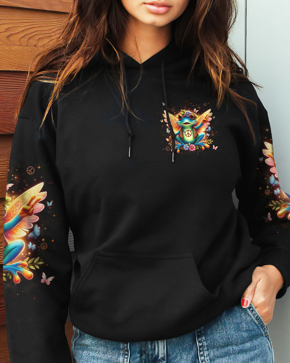 DON'T WORRY BE HIPPIE FROG ALL OVER PRINT - YHLN0512231