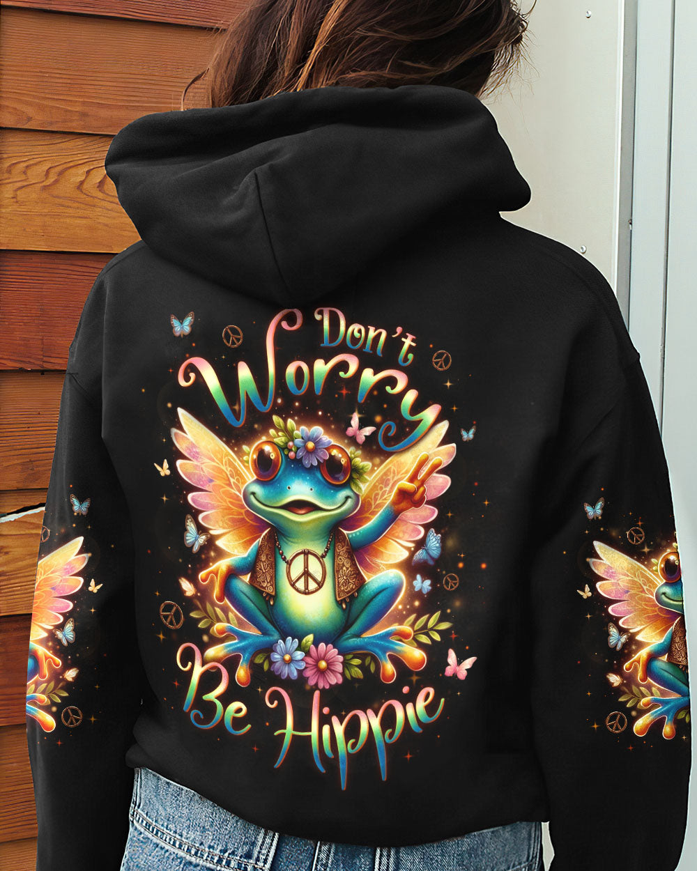 DON'T WORRY BE HIPPIE FROG ALL OVER PRINT - YHLN0512231