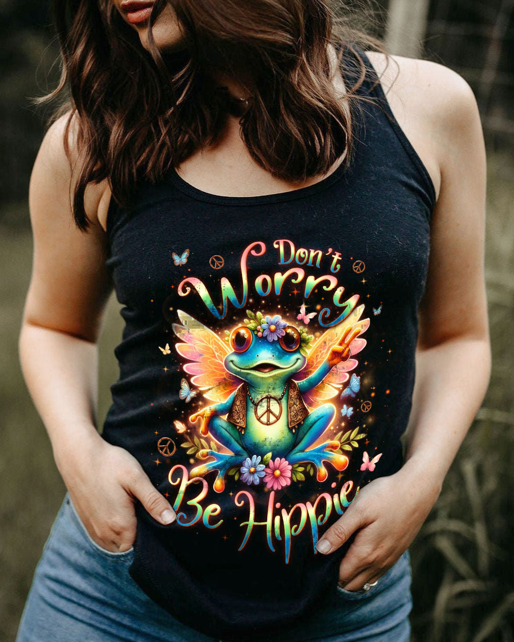 DON'T WORRY BE HIPPIE FROG ALL OVER PRINT - YHLN0512231