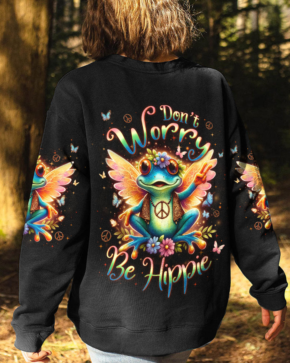 DON'T WORRY BE HIPPIE FROG ALL OVER PRINT - YHLN0512231