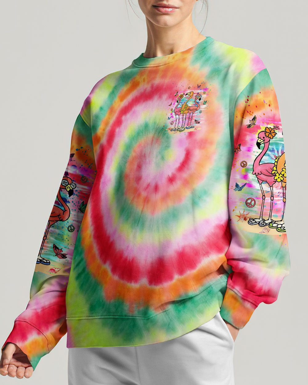 DON'T WORRY BE HIPPIE FLAMINGO ALL OVER PRINT - YHLN1007232