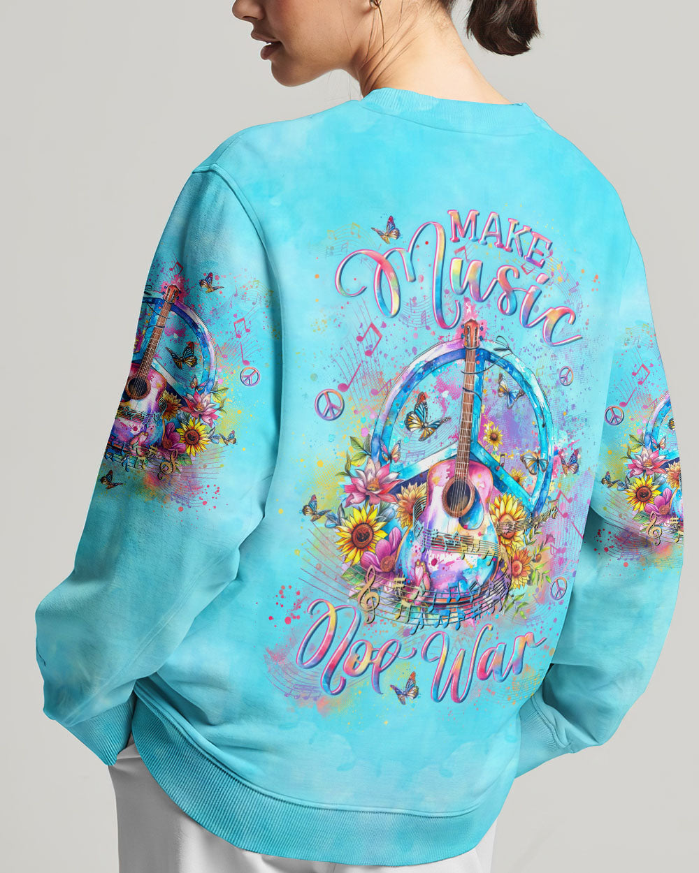 MAKE MUSIC NOT WAR GUITAR ALL OVER PRINT - YHLN1705241