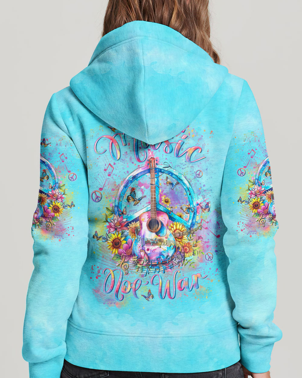 MAKE MUSIC NOT WAR GUITAR ALL OVER PRINT - YHLN1705241