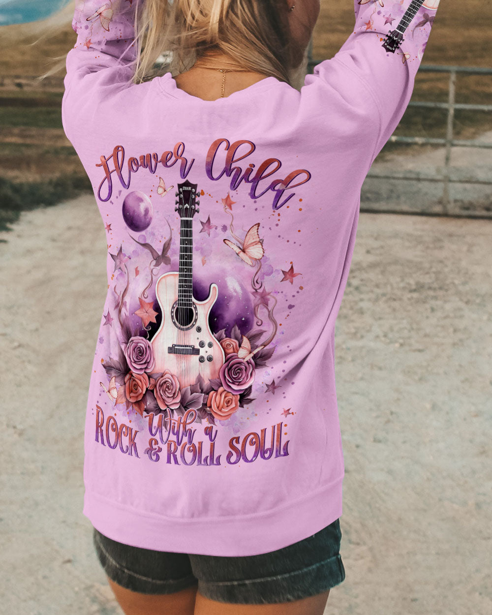 FLOWER CHILD WITH A ROCK AND ROLL SOUL GUITAR ALL OVER PRINT - YHLN2408233