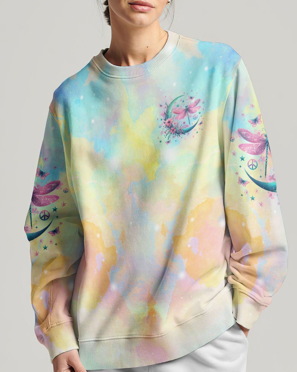 JUST BREATHE DRAGONFLY CRESCENT MOON ALL OVER PRINT - YHLN2411232