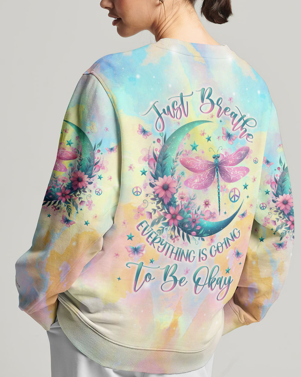 JUST BREATHE DRAGONFLY CRESCENT MOON ALL OVER PRINT - YHLN2411232
