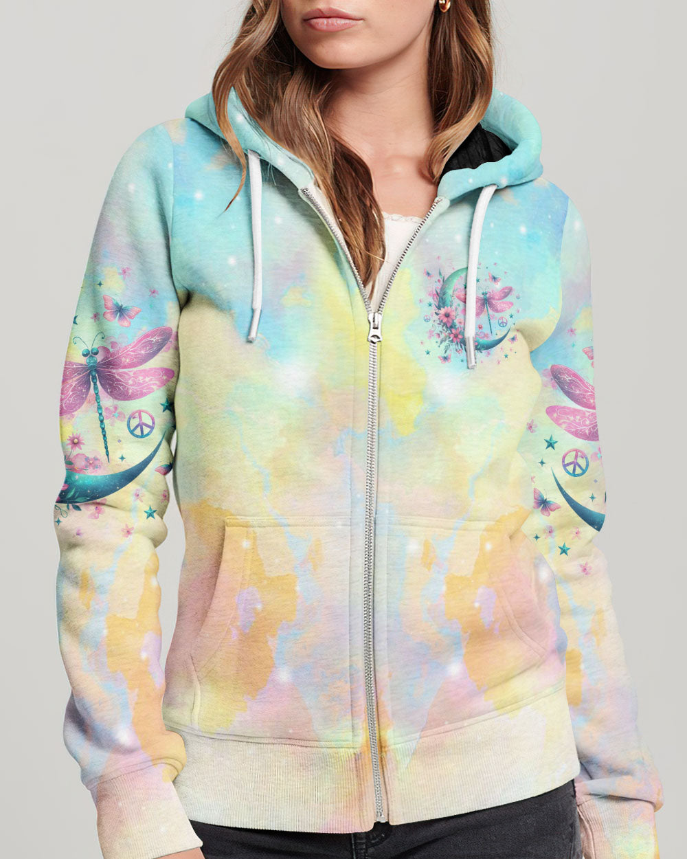 JUST BREATHE DRAGONFLY CRESCENT MOON ALL OVER PRINT - YHLN2411232