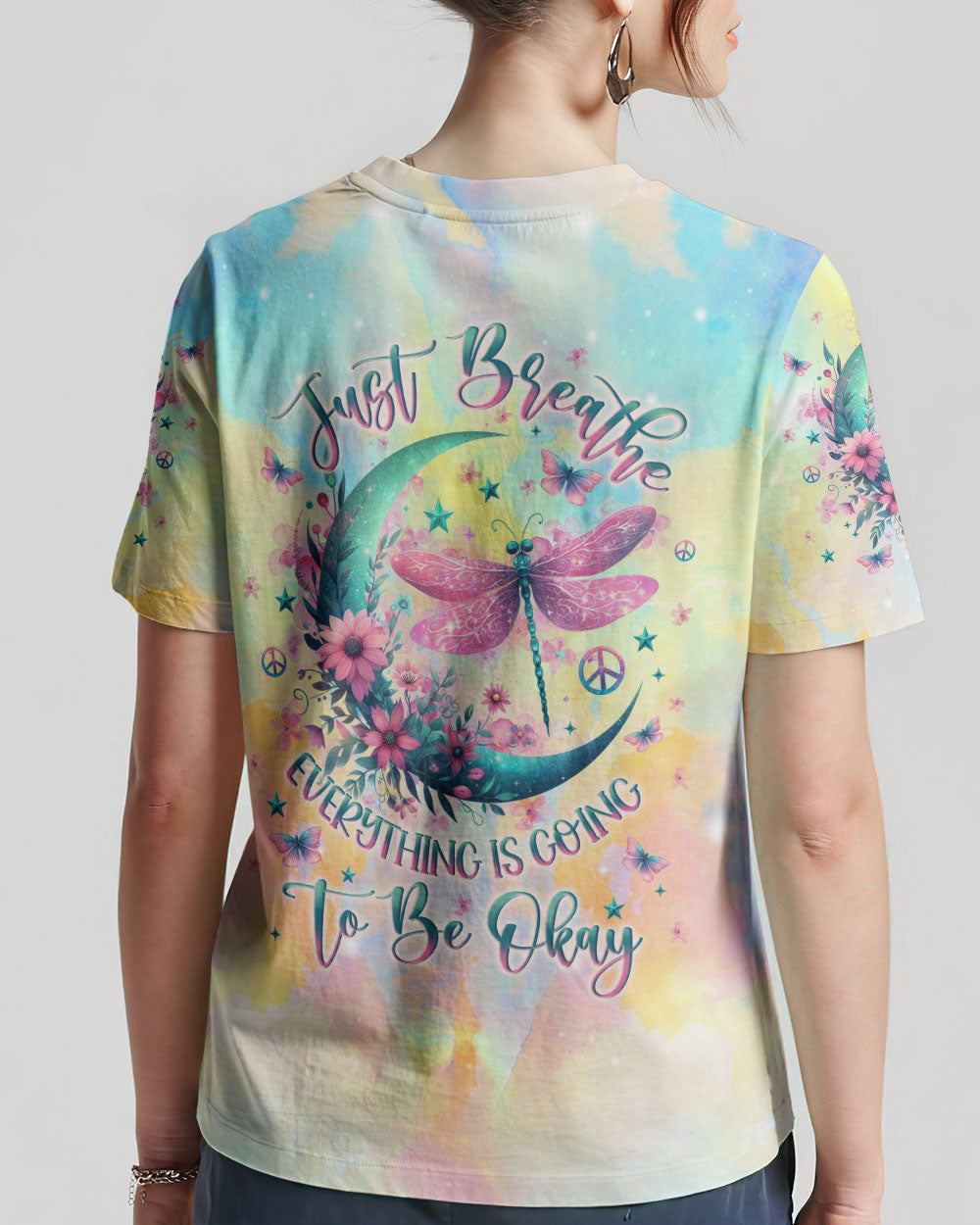 JUST BREATHE DRAGONFLY CRESCENT MOON ALL OVER PRINT - YHLN2411232