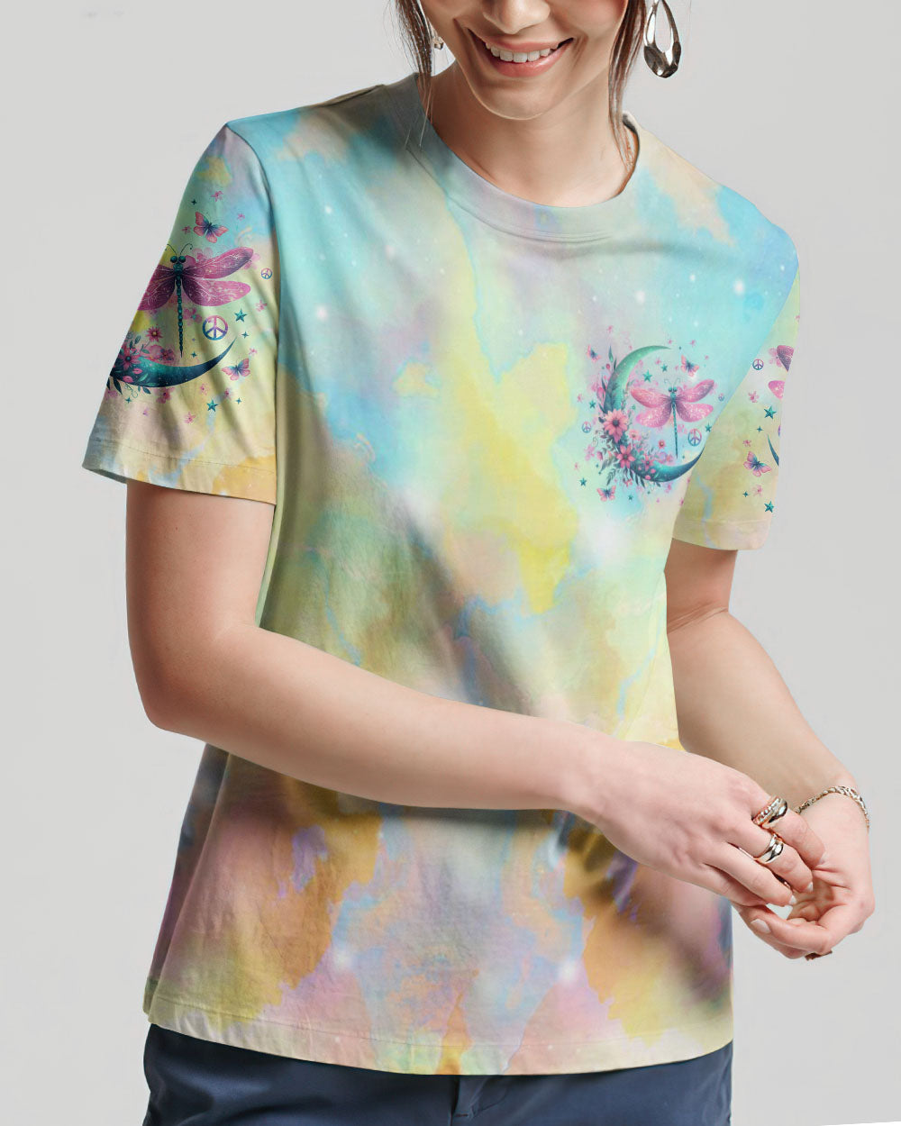 JUST BREATHE DRAGONFLY CRESCENT MOON ALL OVER PRINT - YHLN2411232
