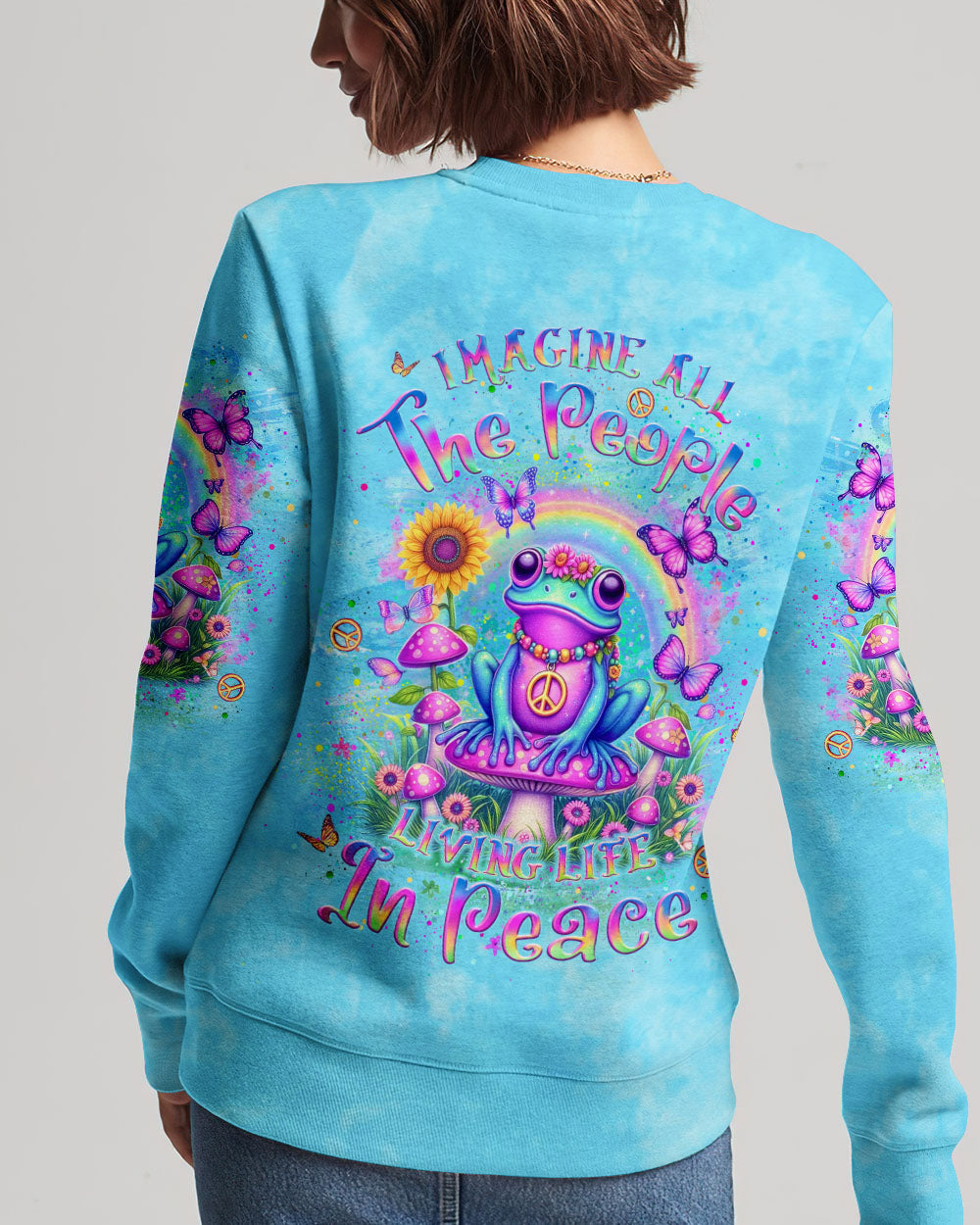 IMAGINE ALL THE PEOPLE LIVING LIFE IN PEACE FROG ALL OVER PRINT - YHLT0205244