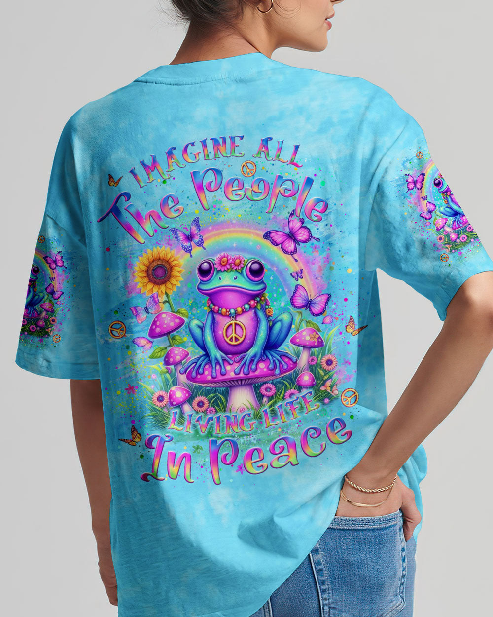 IMAGINE ALL THE PEOPLE LIVING LIFE IN PEACE FROG ALL OVER PRINT - YHLT0205244