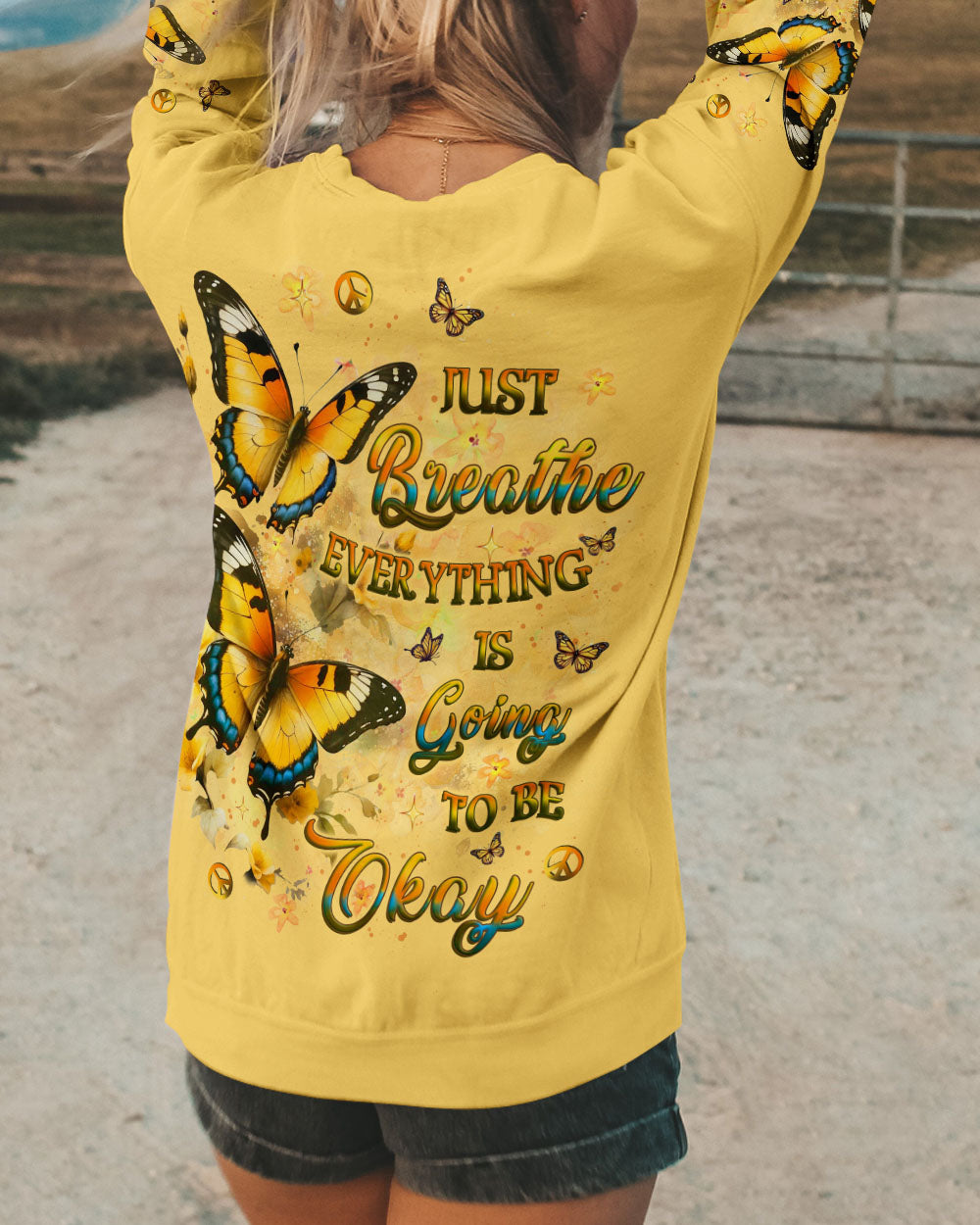 JUST BREATHE BUTTERFLY ALL OVER PRINT - YHLT0302253