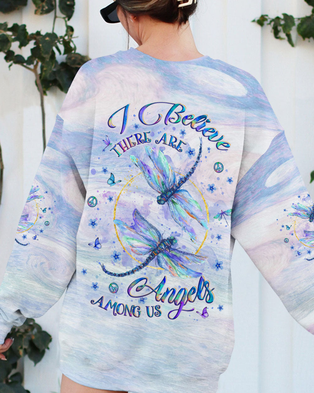 I BELIEVE THERE ARE ANGELS AMONG US DRAGONFLY ALL OVER PRINT - YHLT0408251