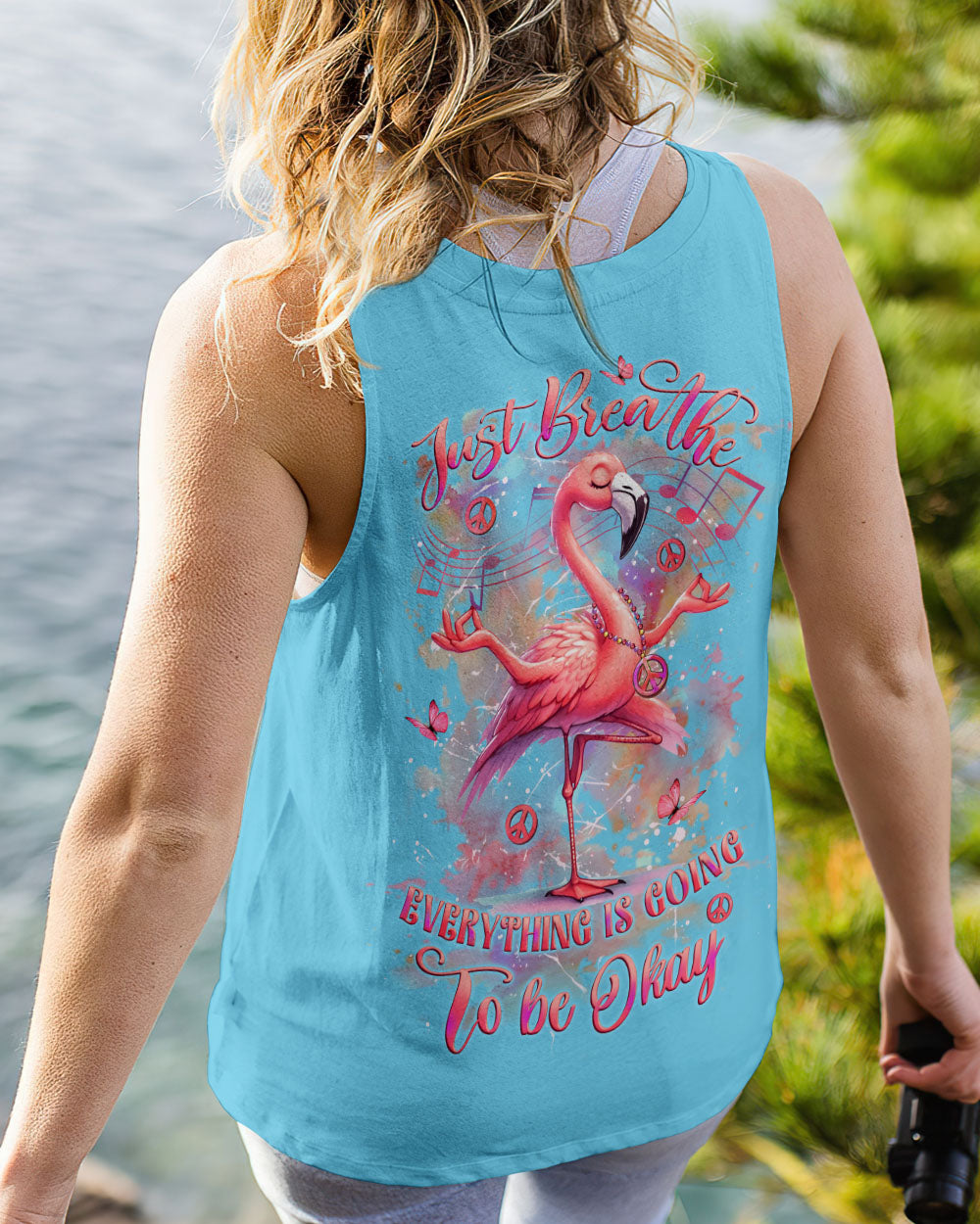 JUST BREATHE FLAMINGO ALL OVER PRINT - YHLT0512242