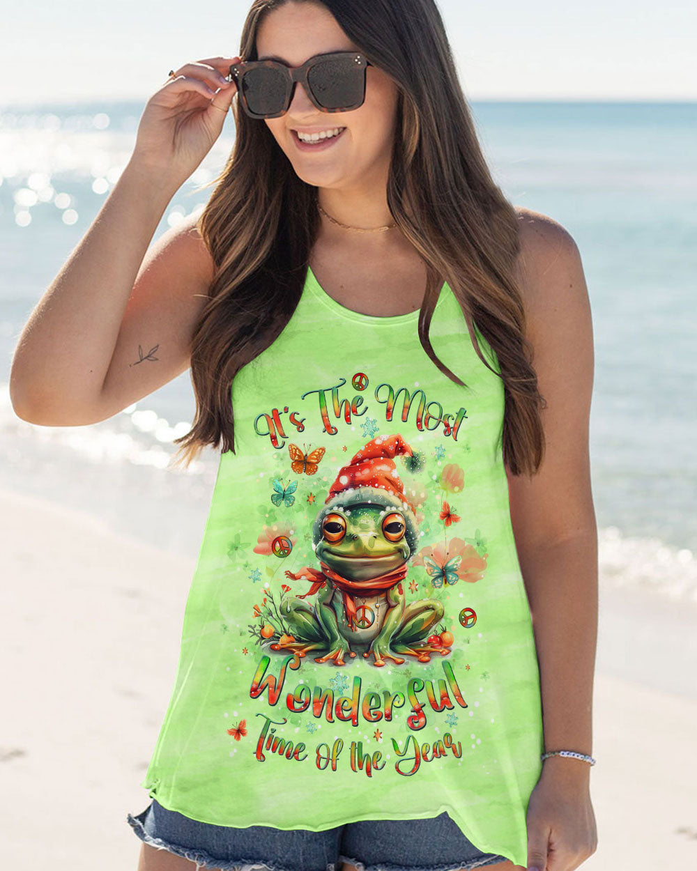 IT'S THE MOST WONDERFUL TIME CHRISTMAS FROG ALL OVER PRINT - YHLT0710241