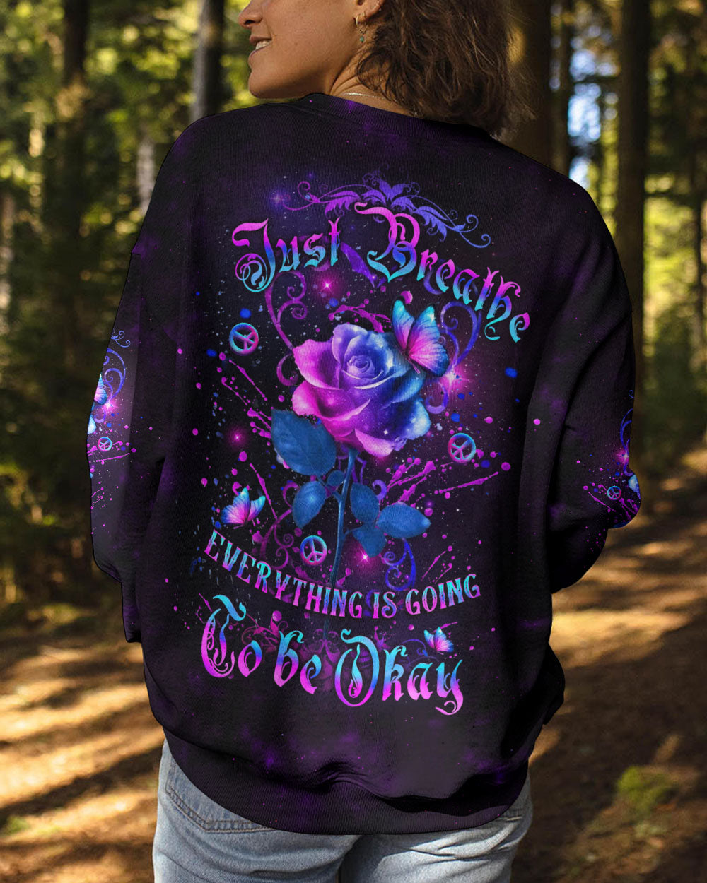 JUST BREATHE BUTTERFLY ROSE ALL OVER PRINT - YHLT0811243