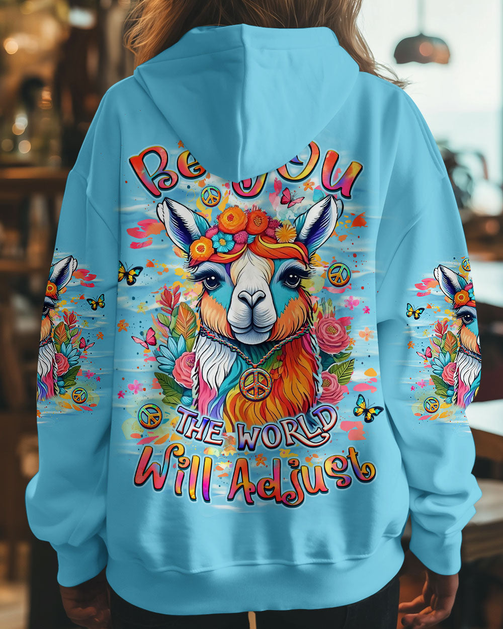 BE YOU THE WORLD WILL ADJUST LLAMA ALL OVER PRINT - YHLT0904252
