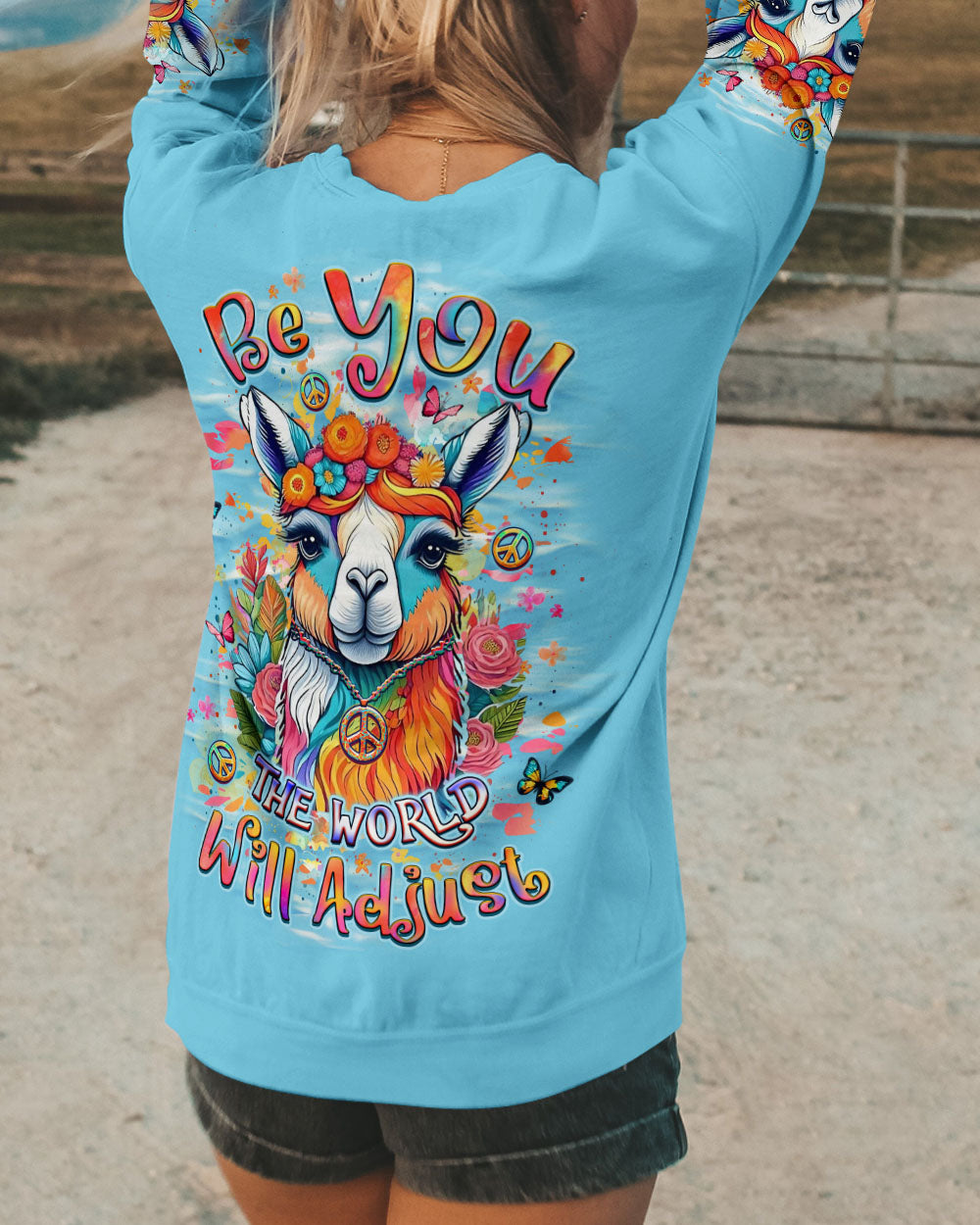 BE YOU THE WORLD WILL ADJUST LLAMA ALL OVER PRINT - YHLT0904252