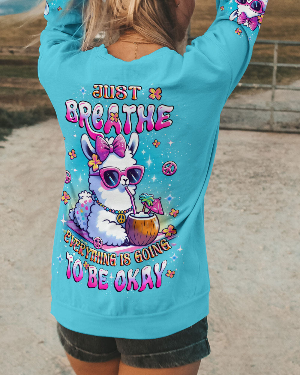 JUST BREATHE LLAMA ALL OVER PRINT - YHLT1508252