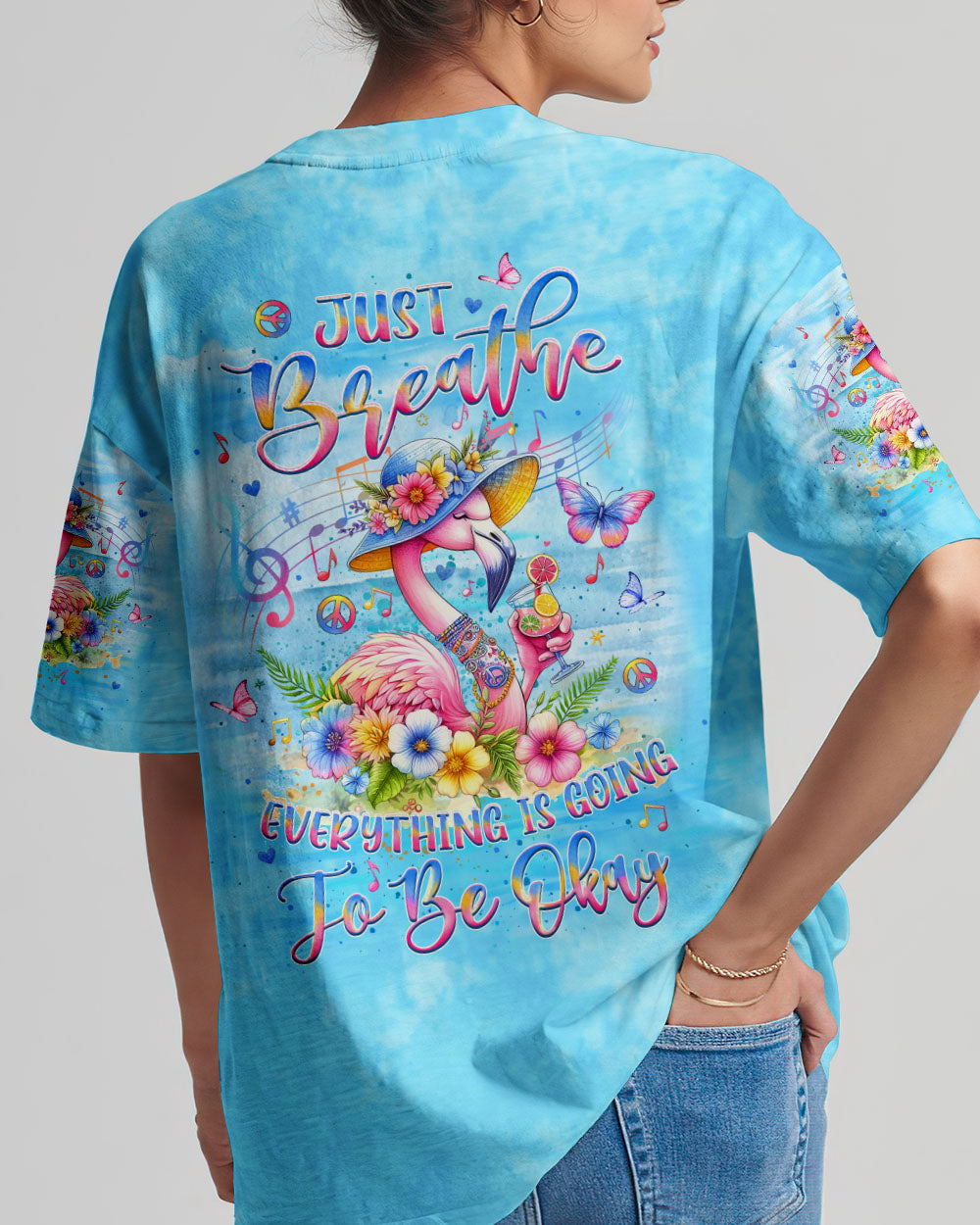 JUST BREATHE FLAMINGO ALL OVER PRINT - YHLT1604241