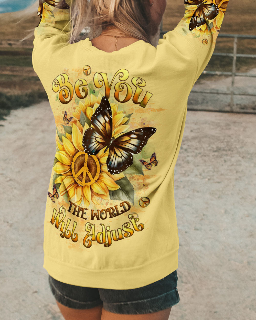 BE YOU THE WORLD WILL ADJUST BUTTERFLY ALL OVER PRINT - YHLT2101254